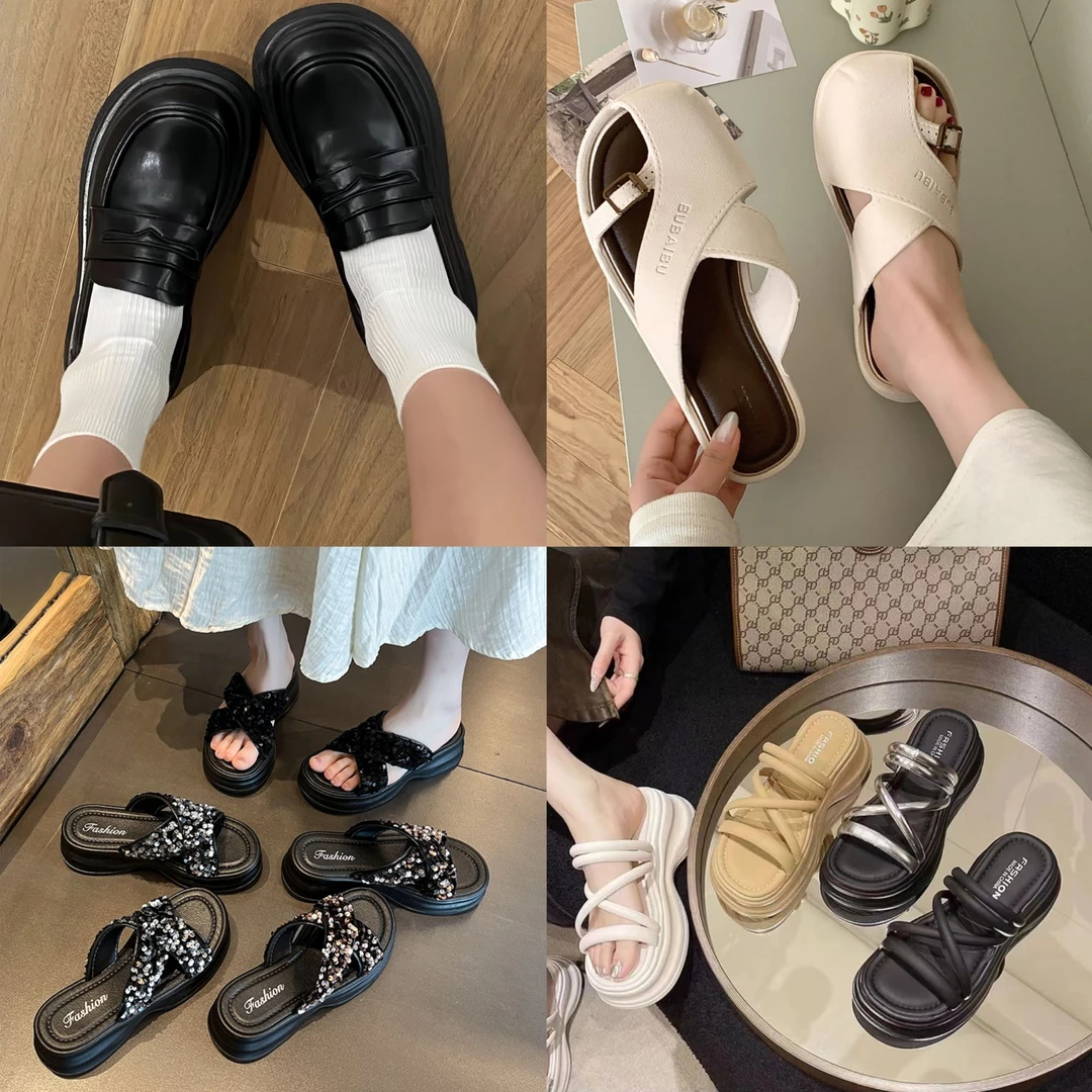 【TC撤柜款001-464】爆款时尚百搭网红外穿蝴蝶结女拖鞋