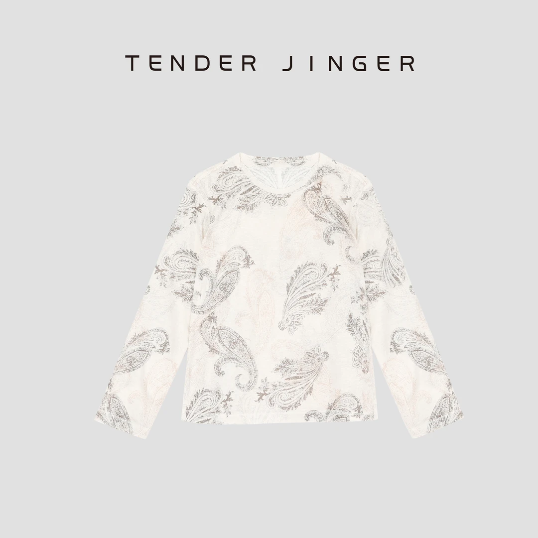 Tender Jinger圆领腰果花长袖T53JFF30710