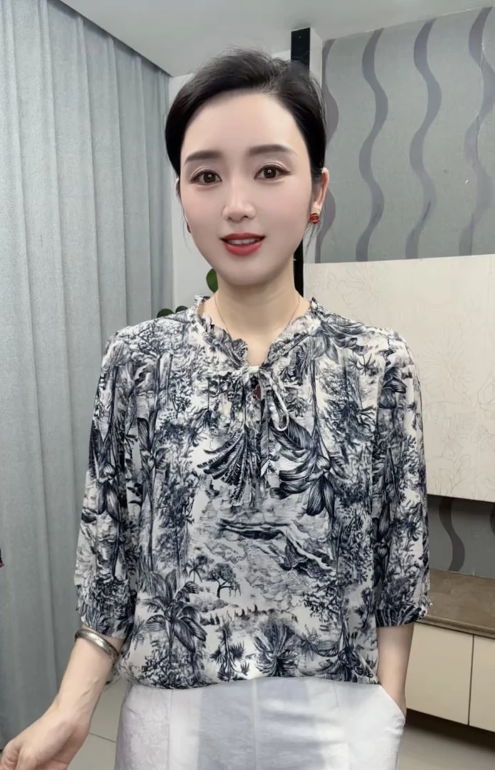 [椰子花] 新款椰子花时尚洋气百搭宽松显瘦妈妈装上衣