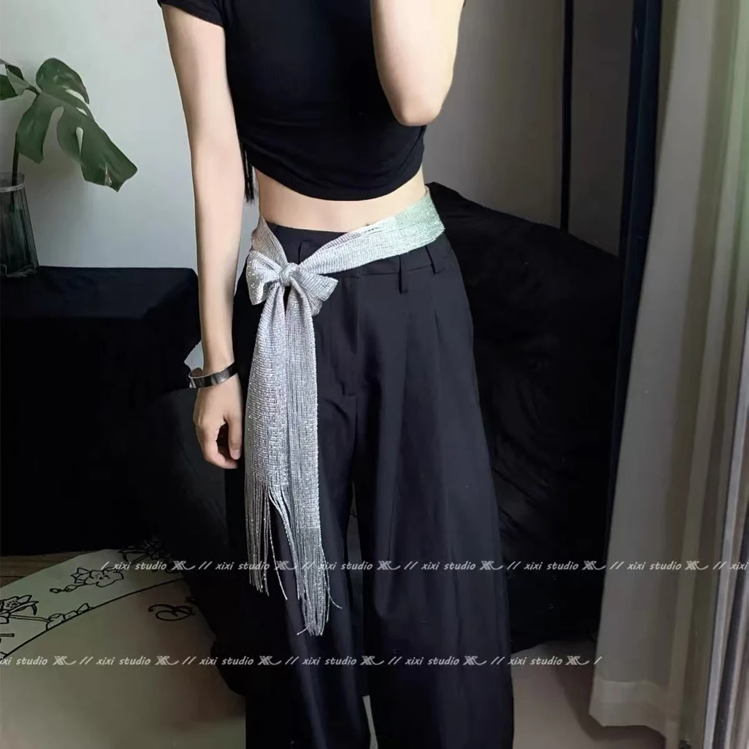 四季搭配飘带巾气质时尚女士夏季蕾丝网红洋气针织百搭款设计感