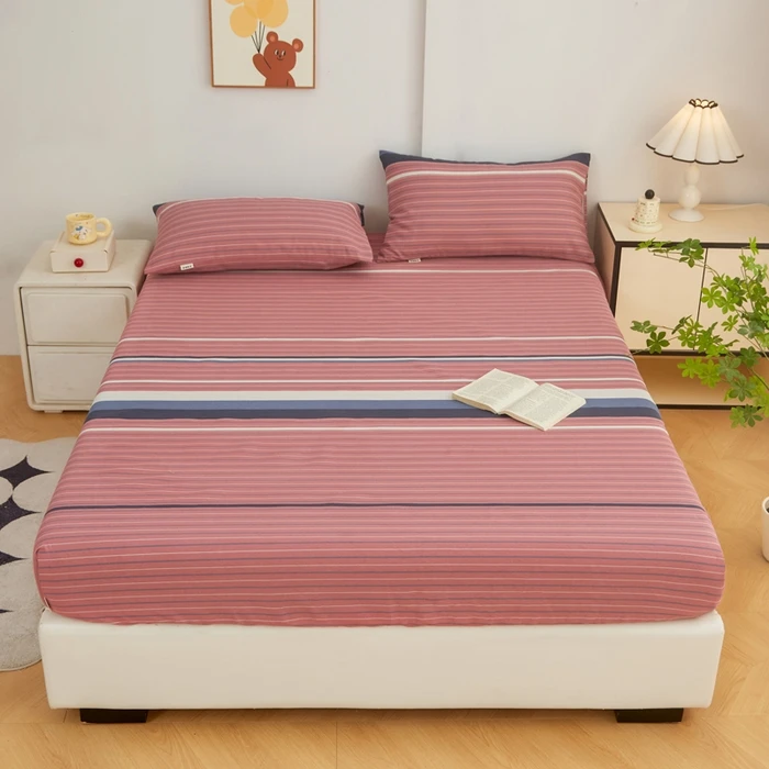 加厚老粗布床笠三件套斜纹印花床笠套件亲肤简约风可机洗