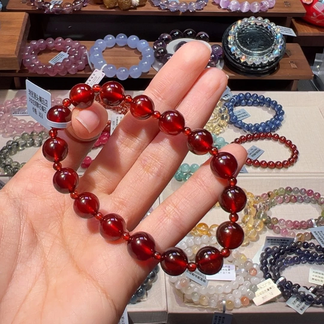 未镶嵌手链石榴石9m许研同款透体石榴石