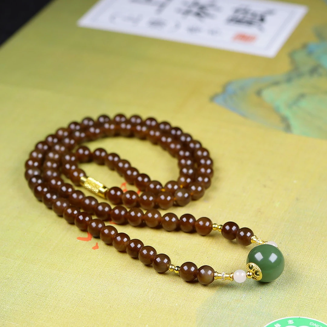 92653和田玉糖玉项链碧玉单珠