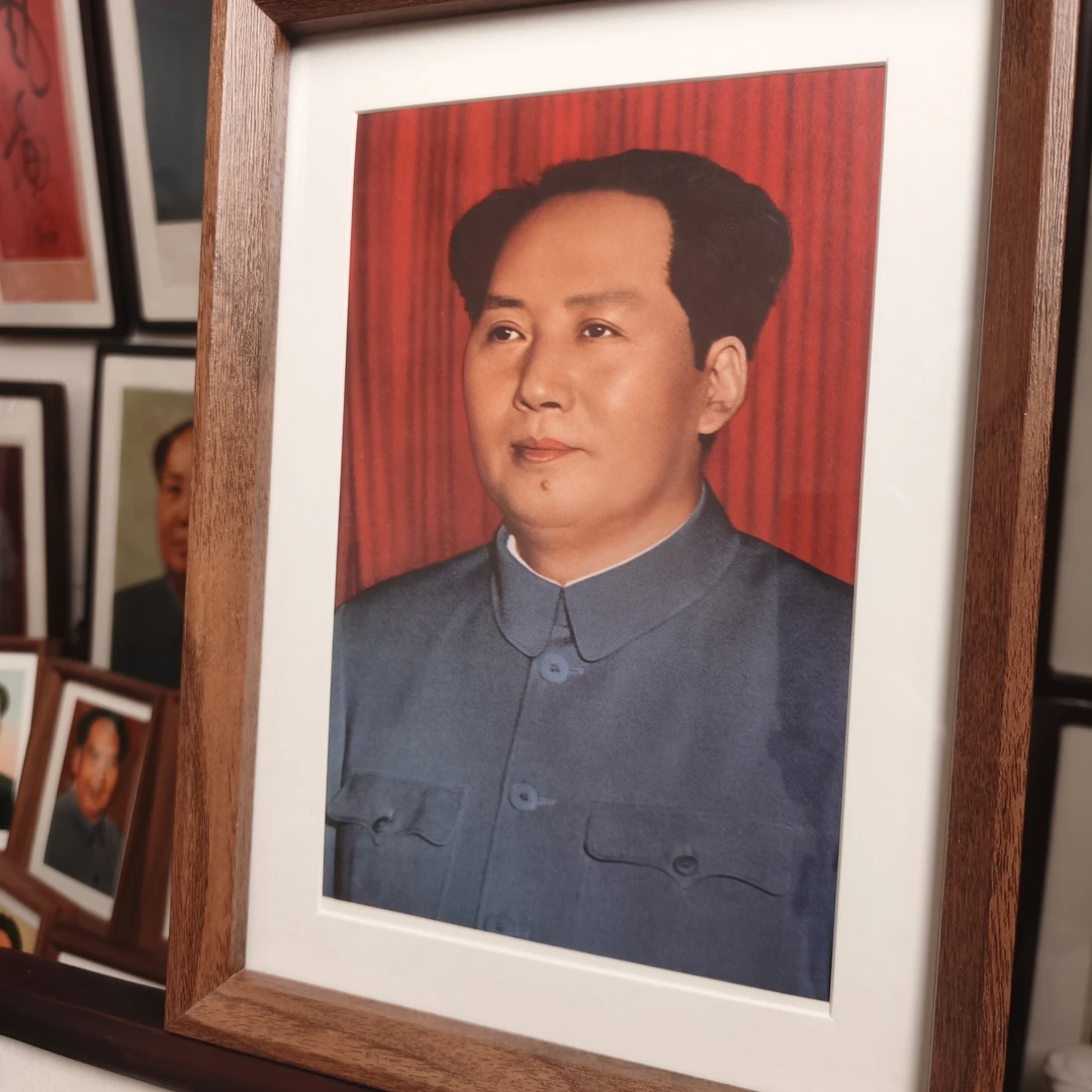 毛主席画像五十年代形象16开尺寸摆台包老保真相框装饰挂画32*23