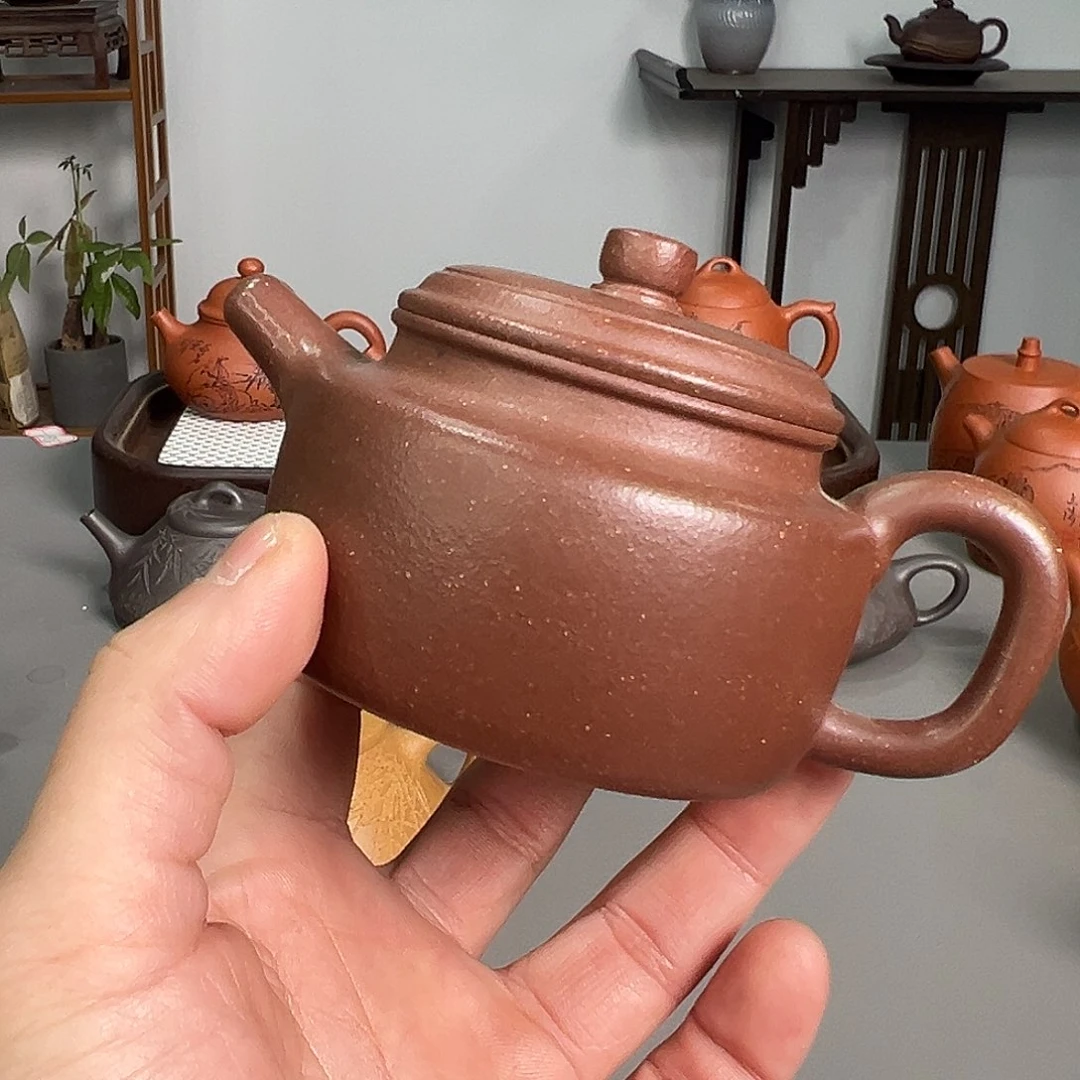 紫砂茶壶羊角山紫泥全手德中微瑕