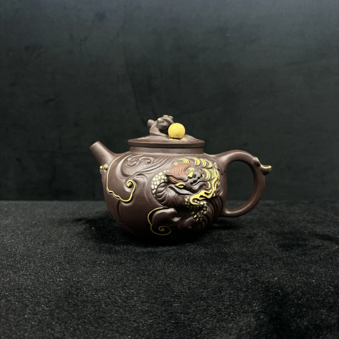 23/H1228006/高水波/紫砂壶金赘赐福/老紫泥