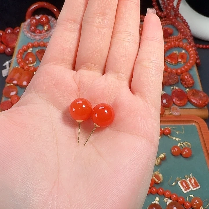 南红玛瑙银S925镶嵌10+