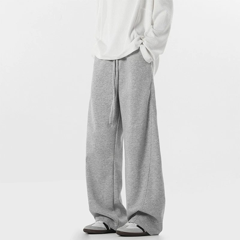 美式高街弯刀休闲裤子男秋季潮牌宽松加厚运动卫裤重磅垂感直筒裤