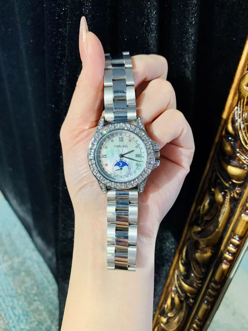 2025新款天然珍珠贝母星月系列女士镶钻高奢气质防水手表女CH117