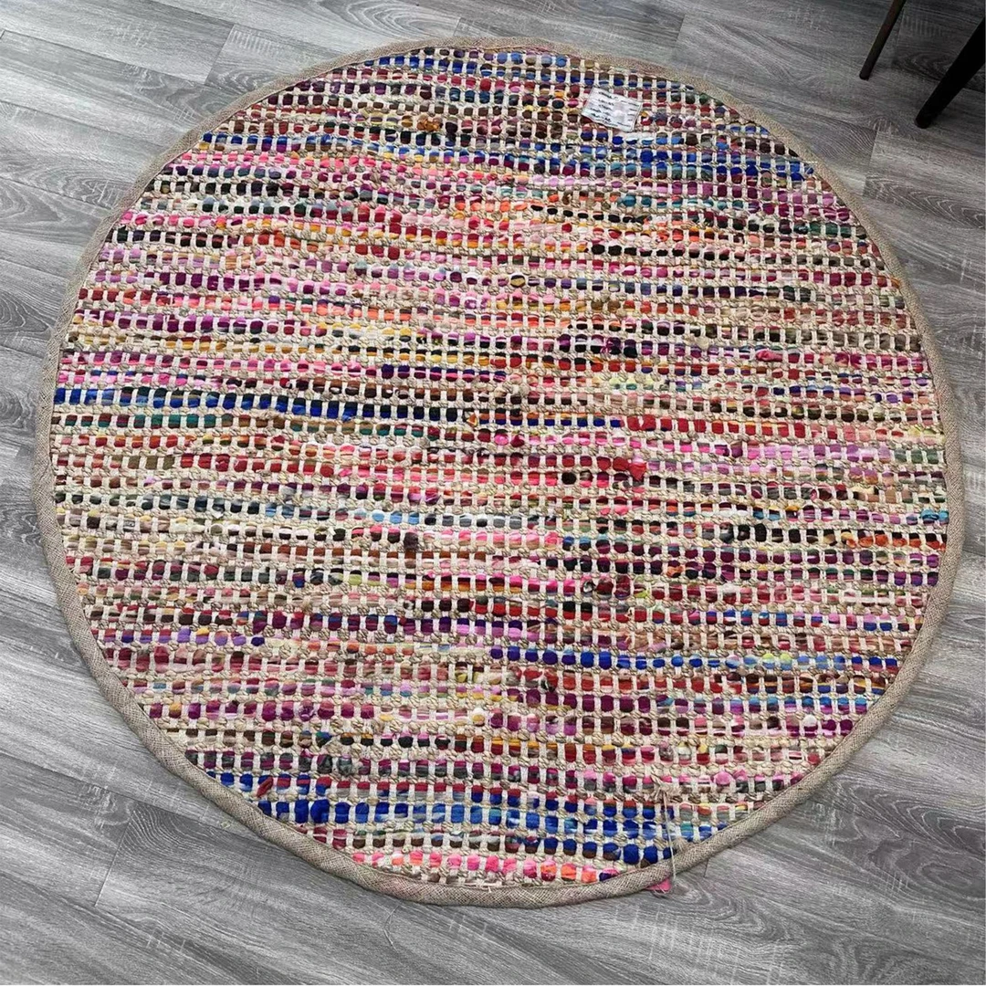 BORCH/博瑞奇手工黄麻加棉彩色圆形地毯（06800/068001）