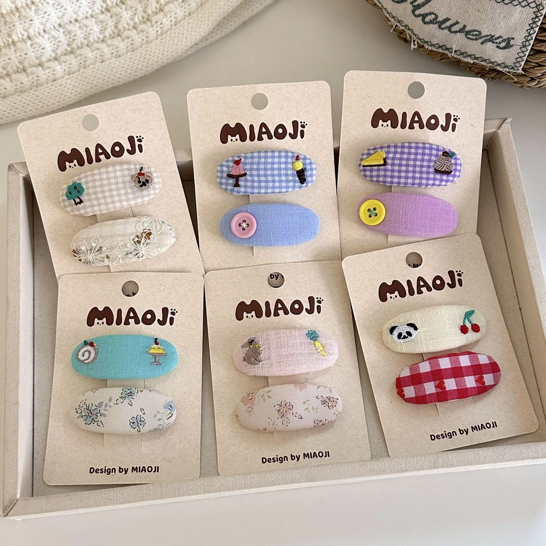 韩国学院风彩色格子发夹组合网红少女BB夹刘海夹布艺发卡发饰可爱