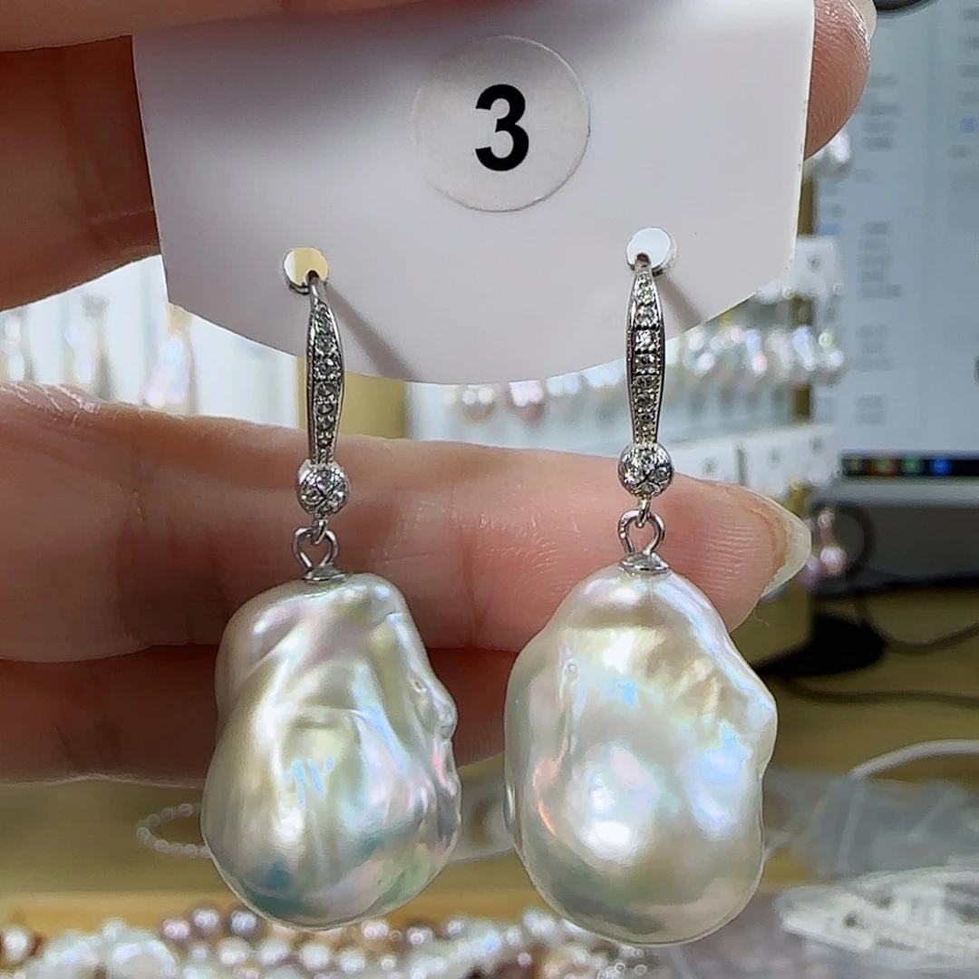 淡水珍珠耳坠（特价有瑕）银S925镶嵌