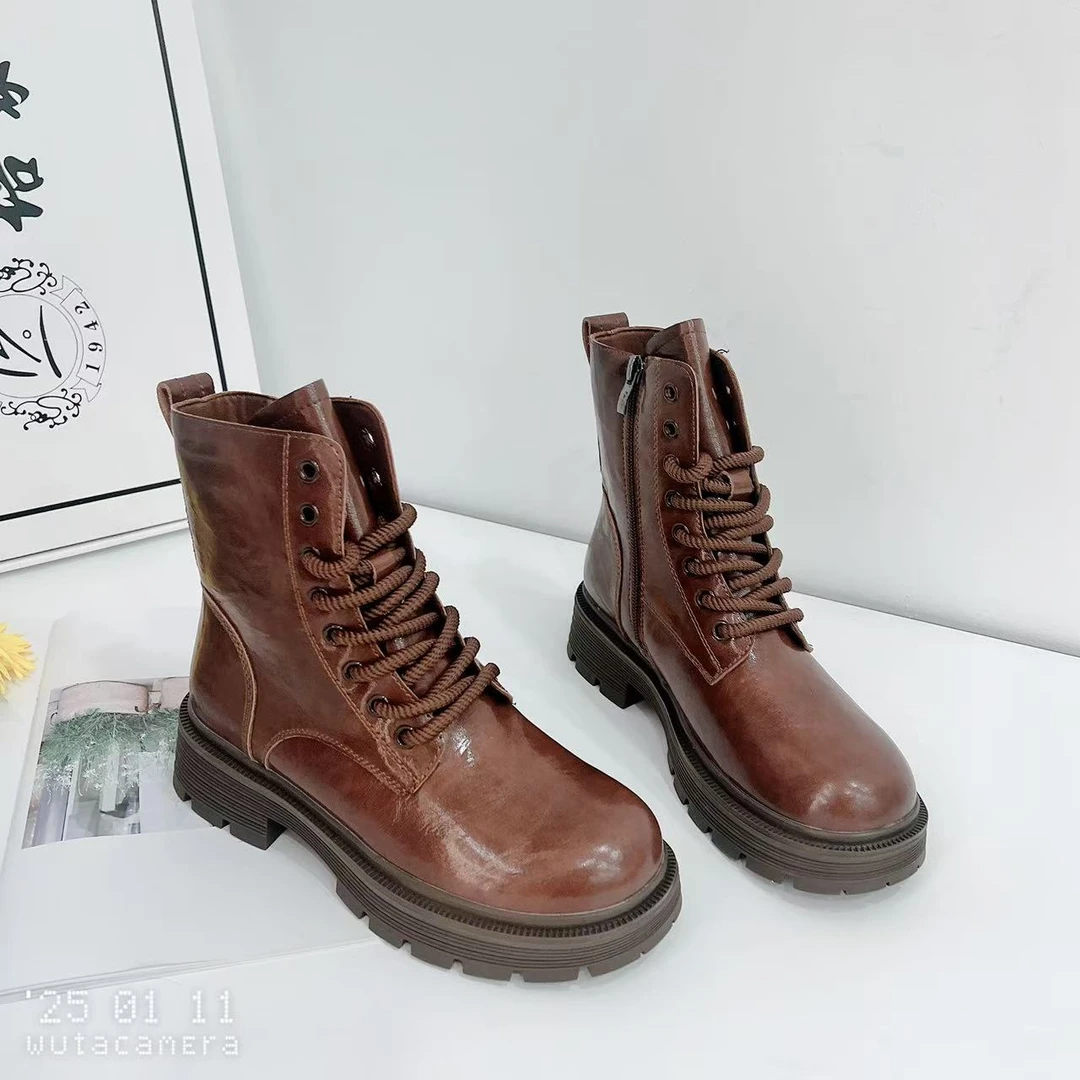 1517 冬季新款时尚休闲百搭厚底英伦风韩版马丁靴加绒