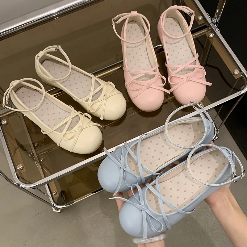 贾不假玛丽珍鞋女2025春季新款复古甜美时尚蝴蝶结低跟日系小皮鞋