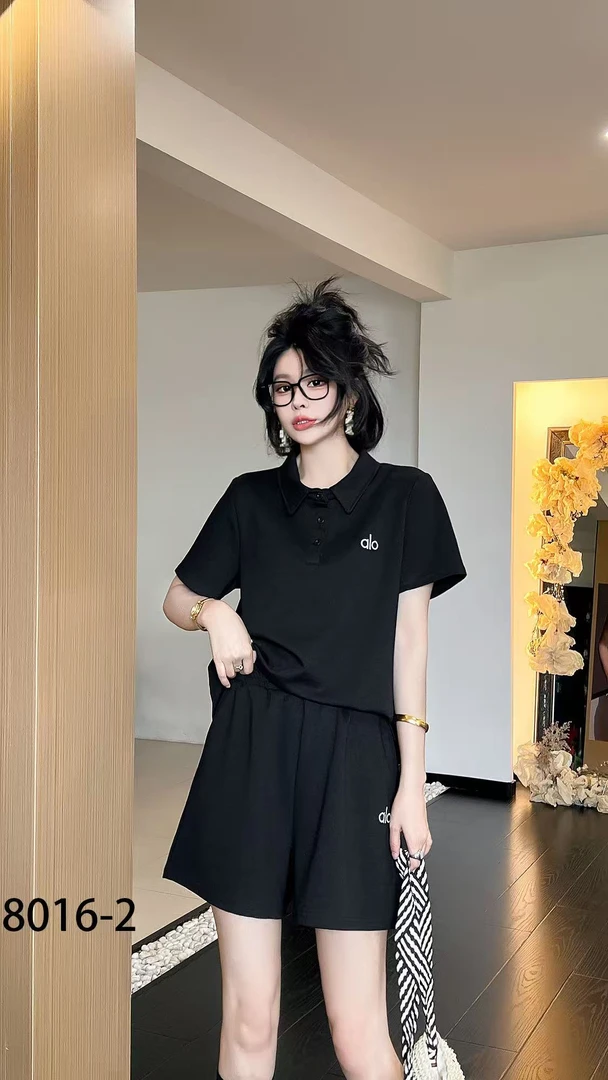 夏季大码运动休闲韩版翻领短袖上衣短裤时尚百搭套装