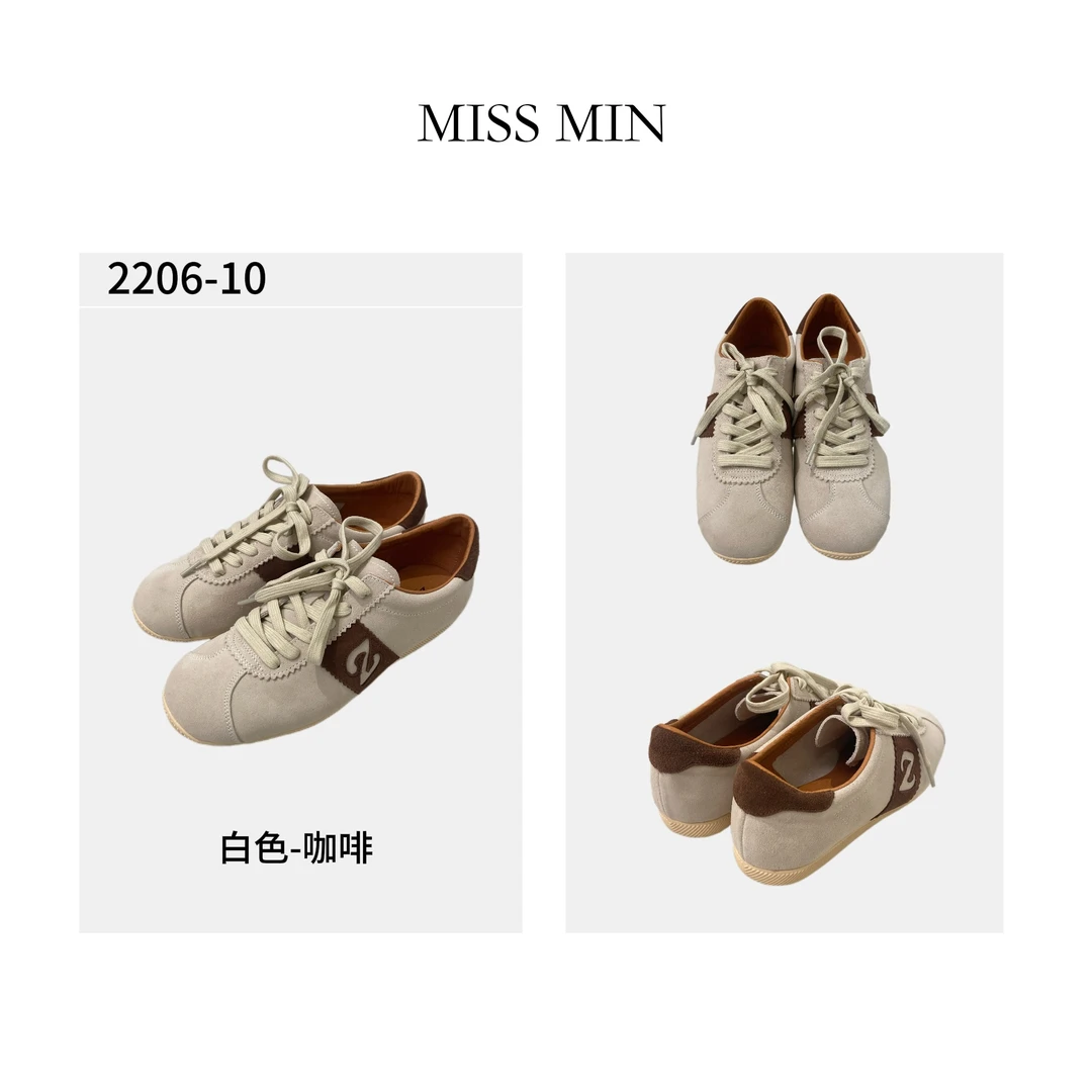MISS MIN  2206-10德训小白鞋通勤百搭运动休闲新款时尚软底真皮