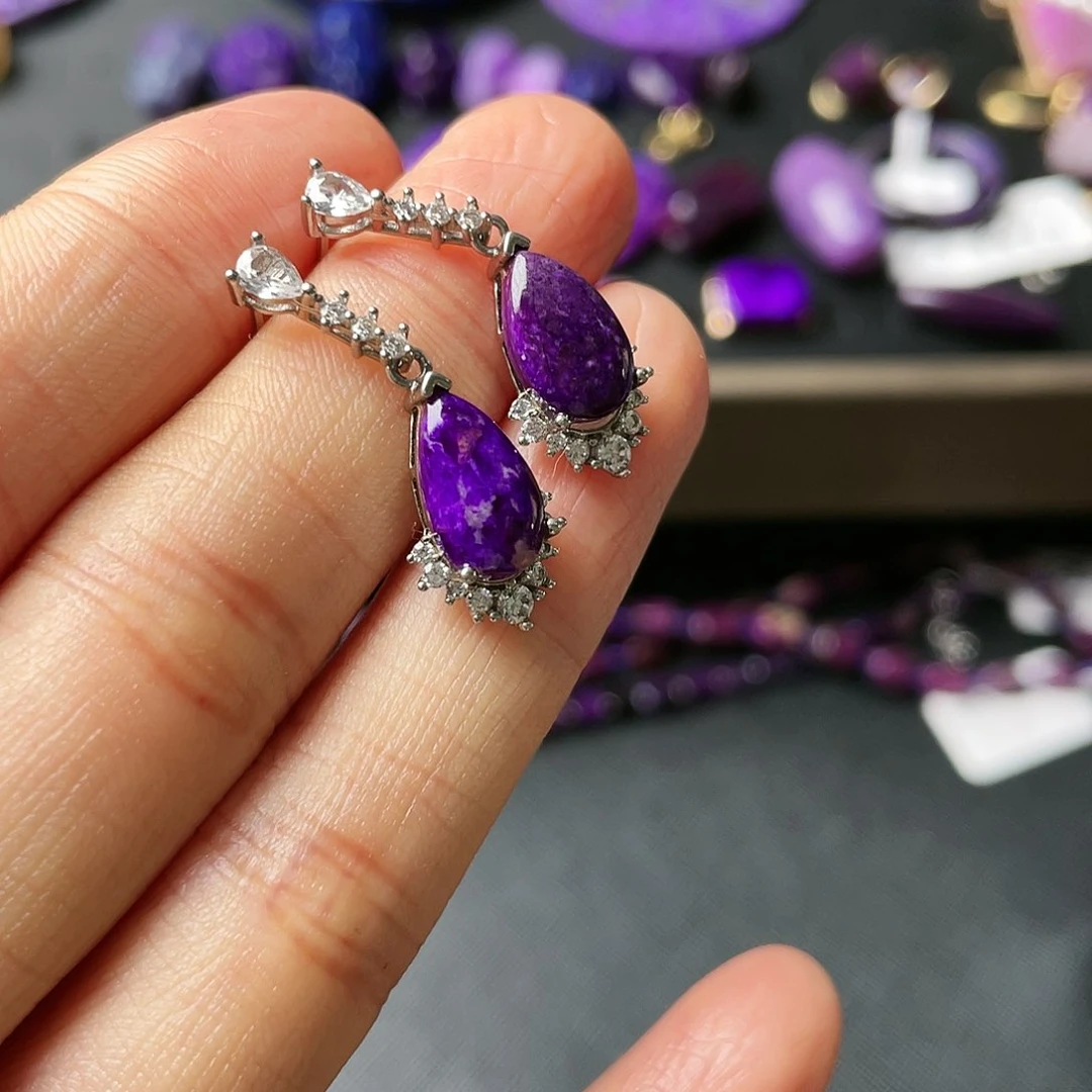 苏纪石（舒俱来）耳环银S925镶嵌