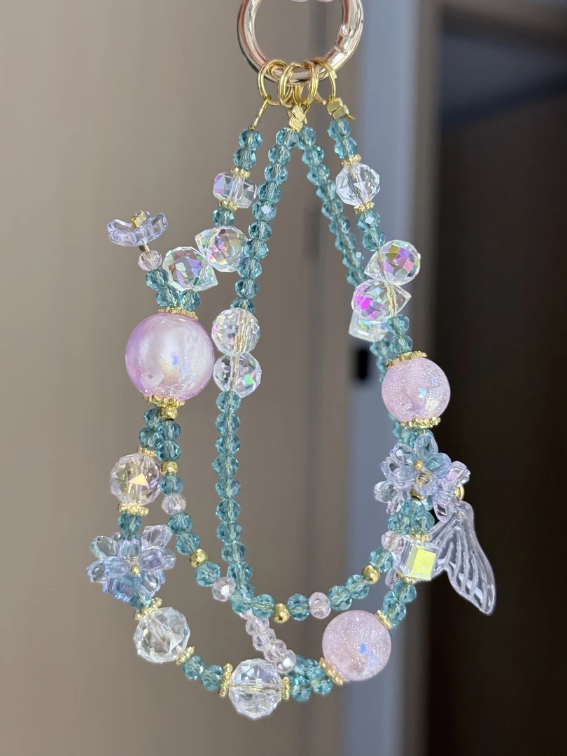 原创精美爆闪网红款DIY串珠手机链/包挂/车挂/钥匙链防丢手提