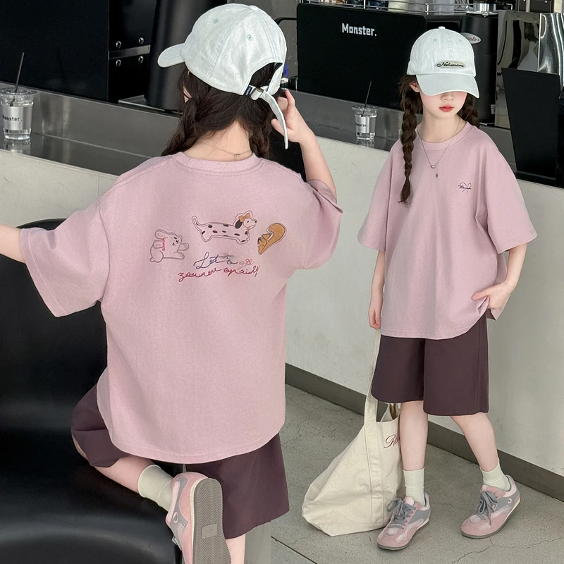 女童夏季短袖套装2025新款儿童夏款运动时尚洋气夏装中大童女孩潮