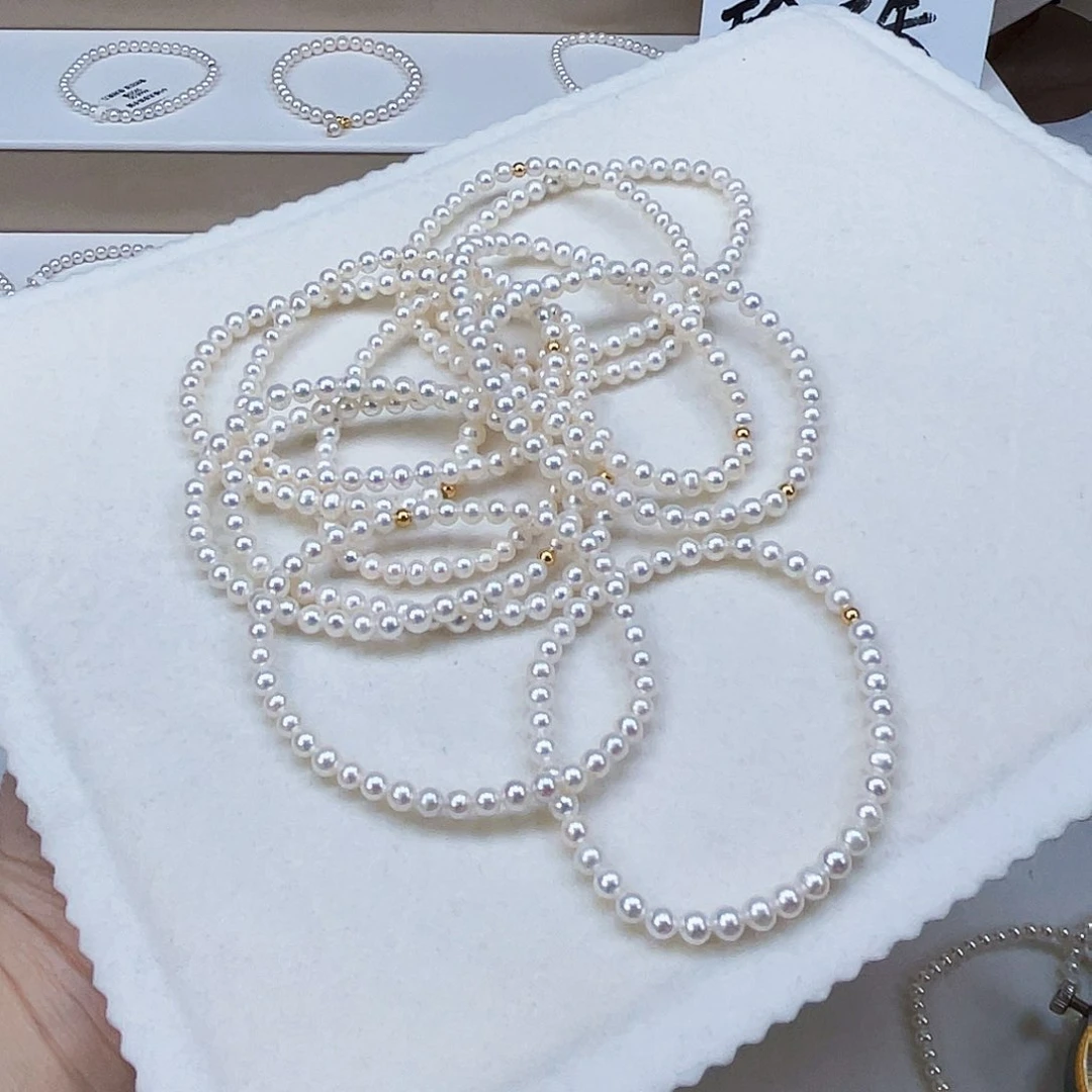 银S925镶嵌手绳淡水珍珠4-5天然淡水珍珠手串