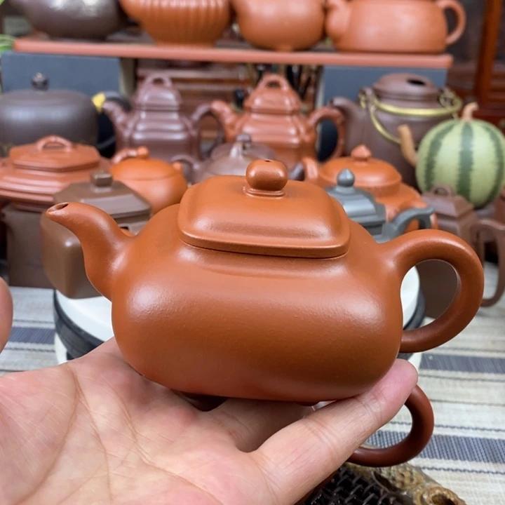 紫砂茶壶四方传炉200-230cc原矿赵庄朱泥特价