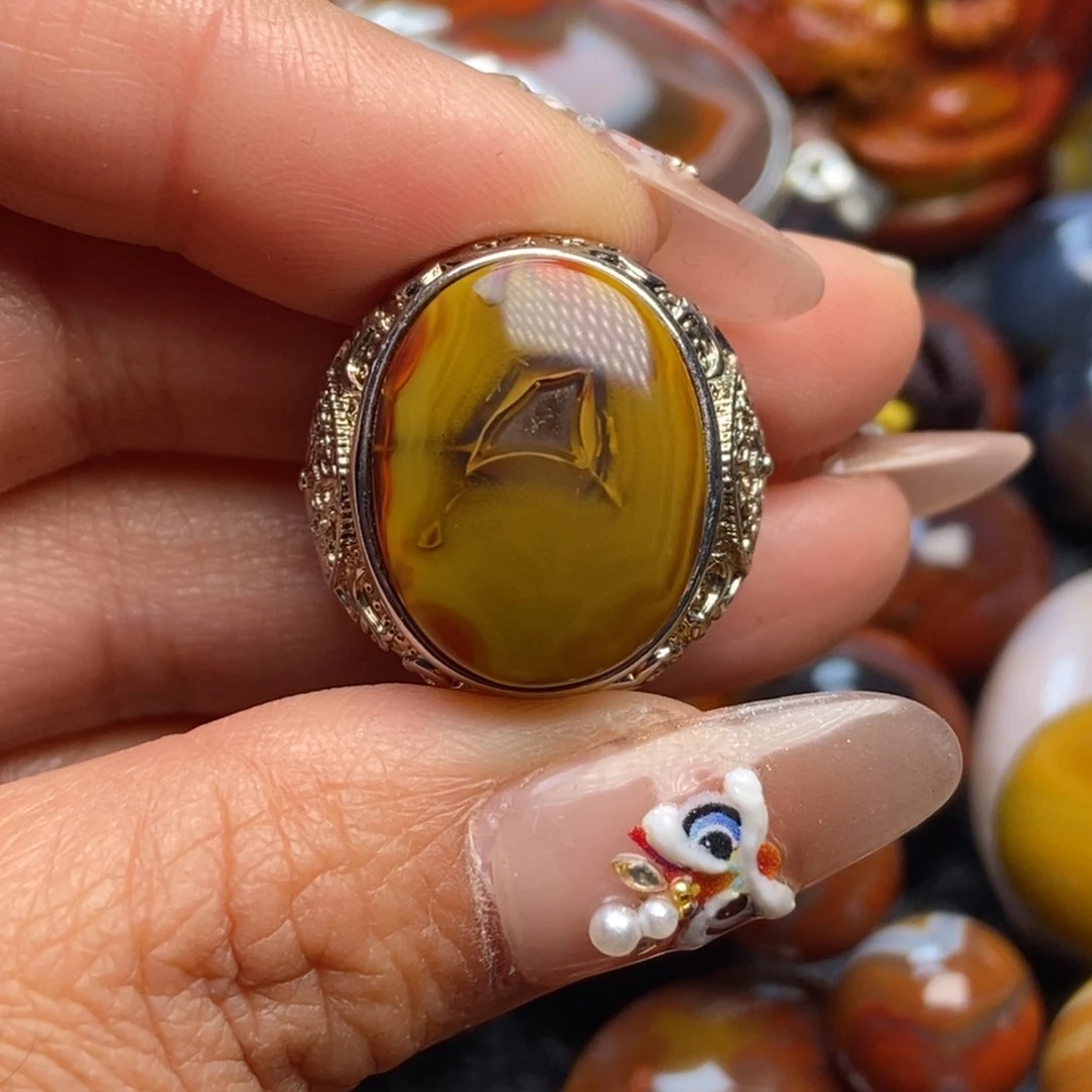 玛瑙/玉髓戒指合金用****6战国红