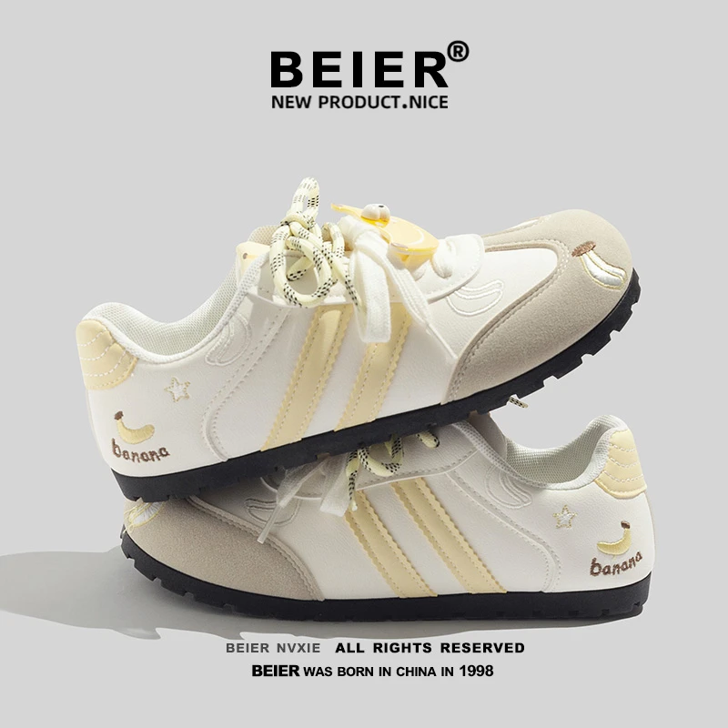 BEIER可爱刺绣德训鞋女鞋2025秋季新款红色鞋子运动休闲鞋3663