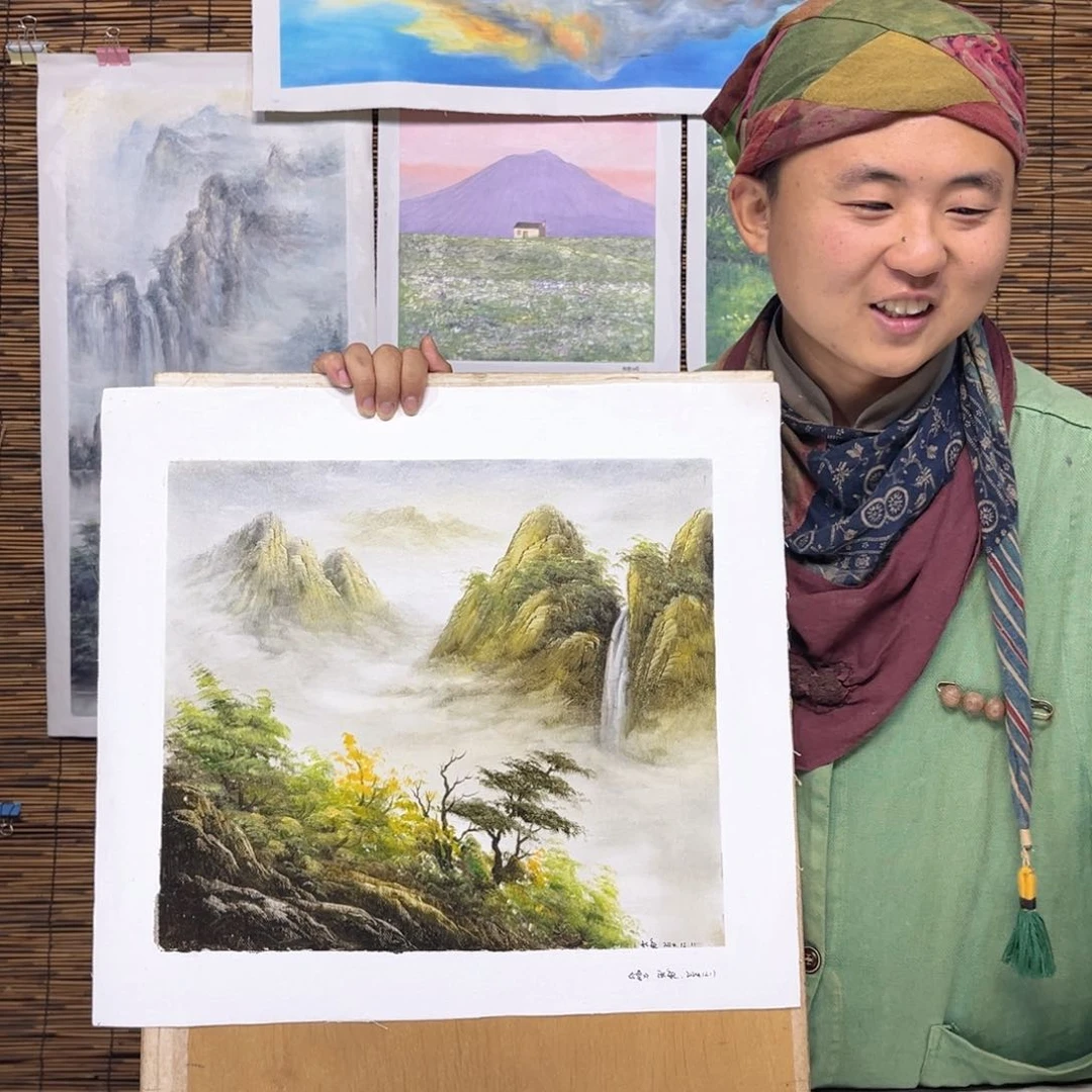 油画行路人小院绘画作品竞拍