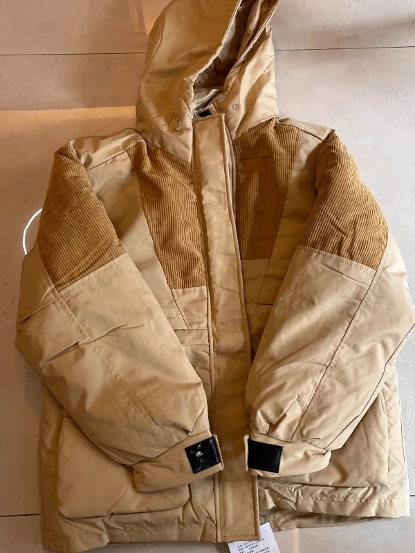 「ZJ」休闲加绒加厚款连帽中长款外套