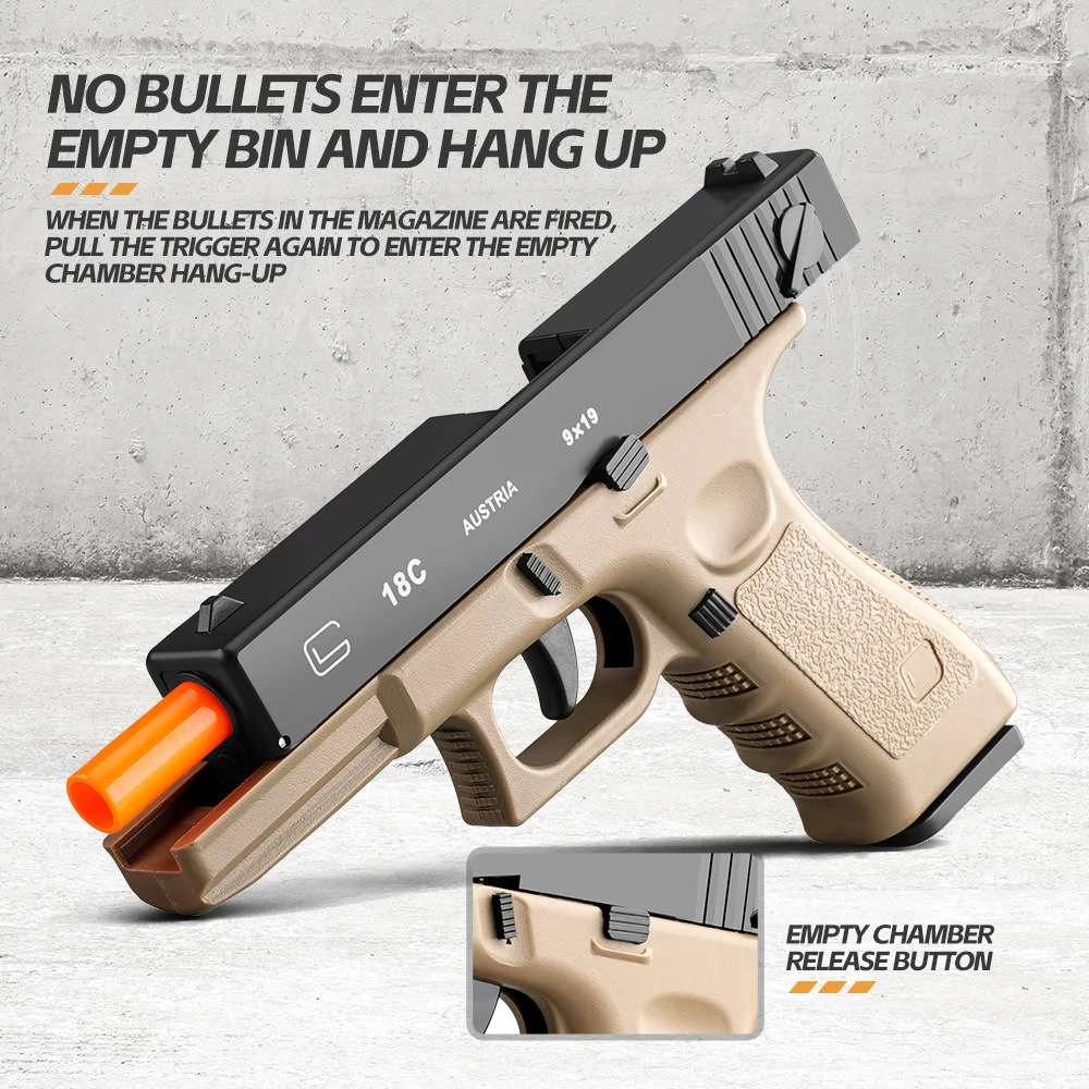 礼物软弹枪格洛克机械自动连发抛壳枪儿童仿真男孩手枪科教模型