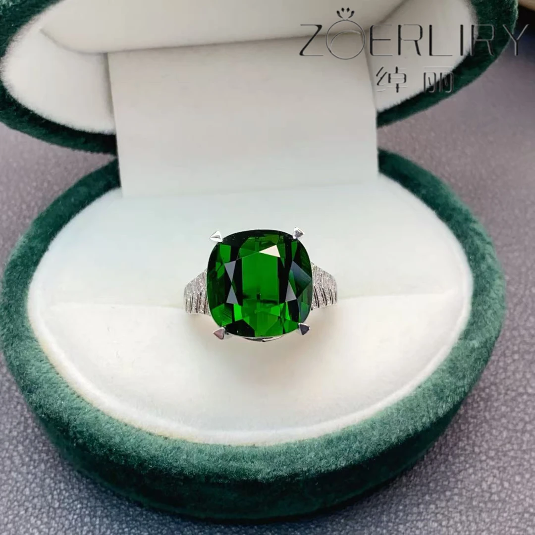 绰丽彩宝18K金镶嵌钻石天然碧玺戒指 绿色时尚