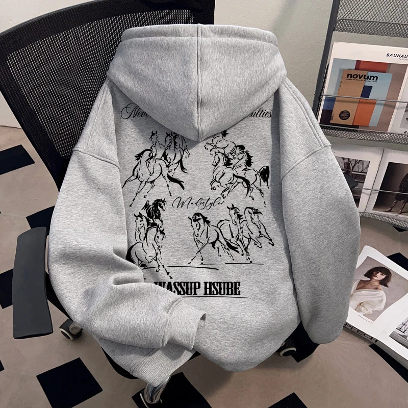WASSUP HSUBE国潮牌重磅套头连帽卫衣男士2026年新款慵懒宽松上衣