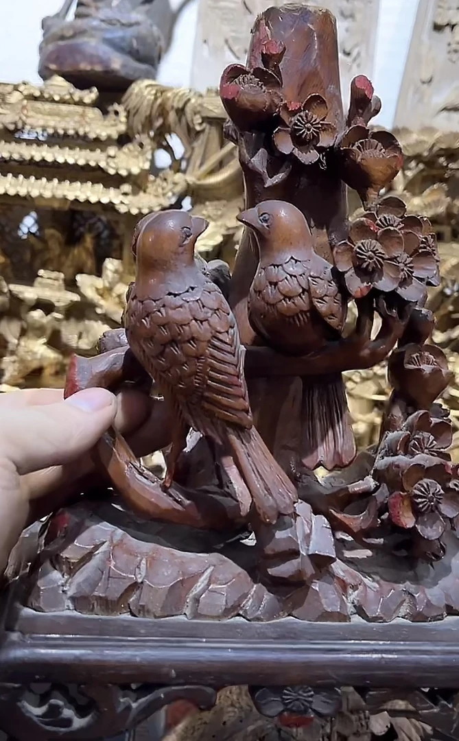 老木雕喜上眉梢一个