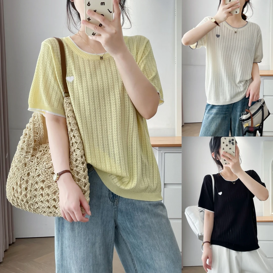 微胖mm简约时尚夏季透气清凉加宽加大大码女装短袖针织衫t恤衫潮