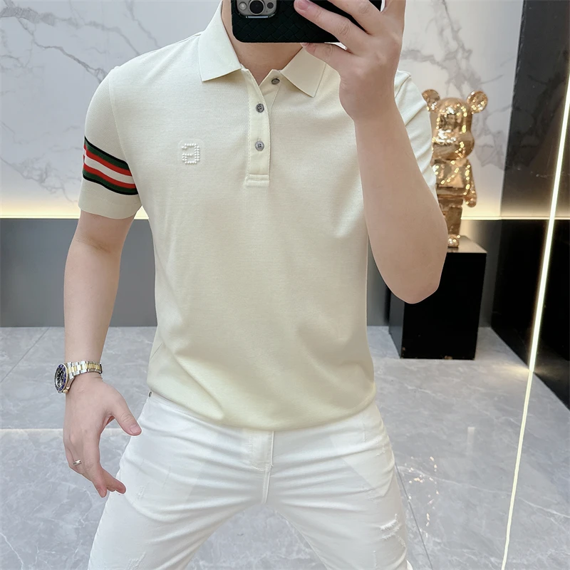 度尚-夏季新款男士轻奢高品质针织薄款时尚休闲翻领POLO衫短袖