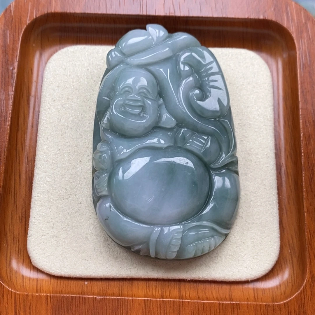 翡翠未镶嵌颈饰佛公手把件