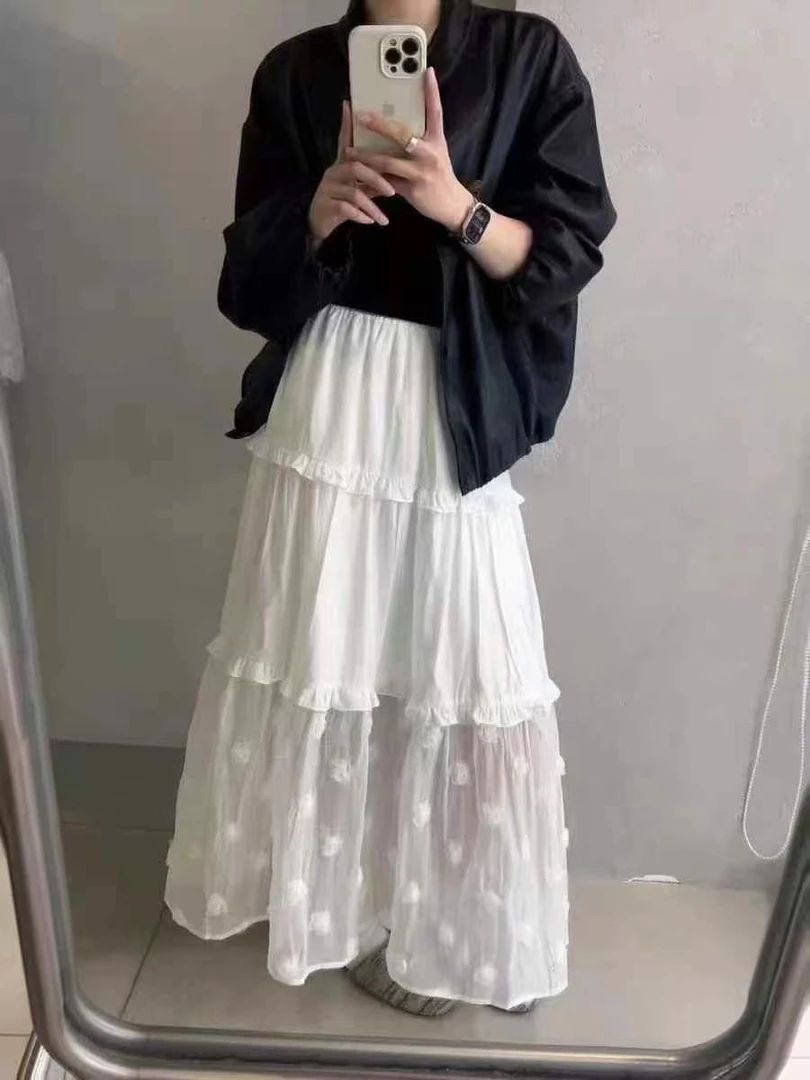 susan@25198 韩系温柔风立体花朵拼接半身裙 6-25