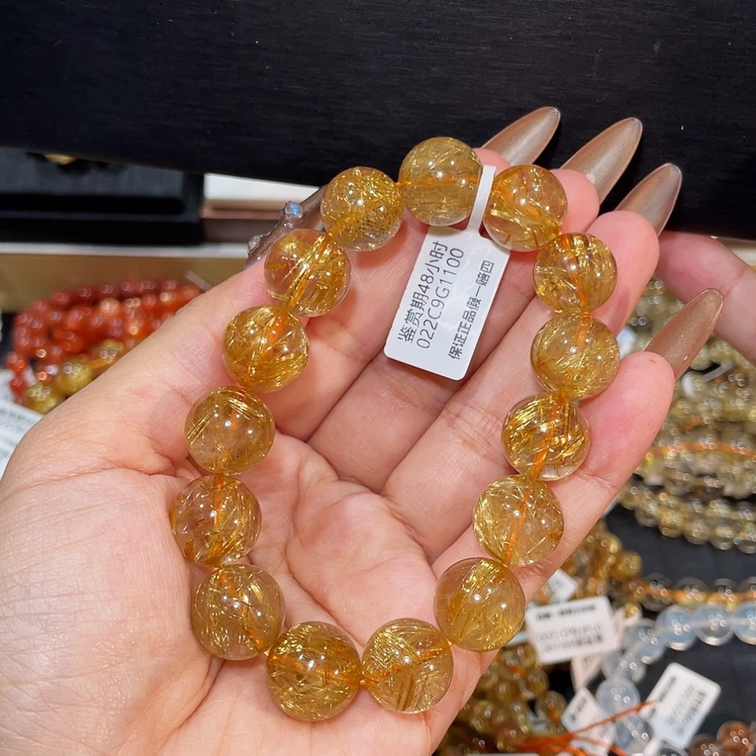 发晶未镶嵌手链钛晶14.4mm