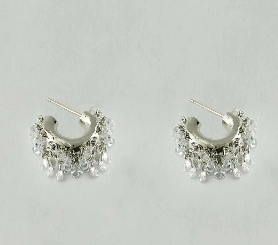 不锈钢莫桑石耳饰 【邱邱分享】银色流苏耳环E59231-F16