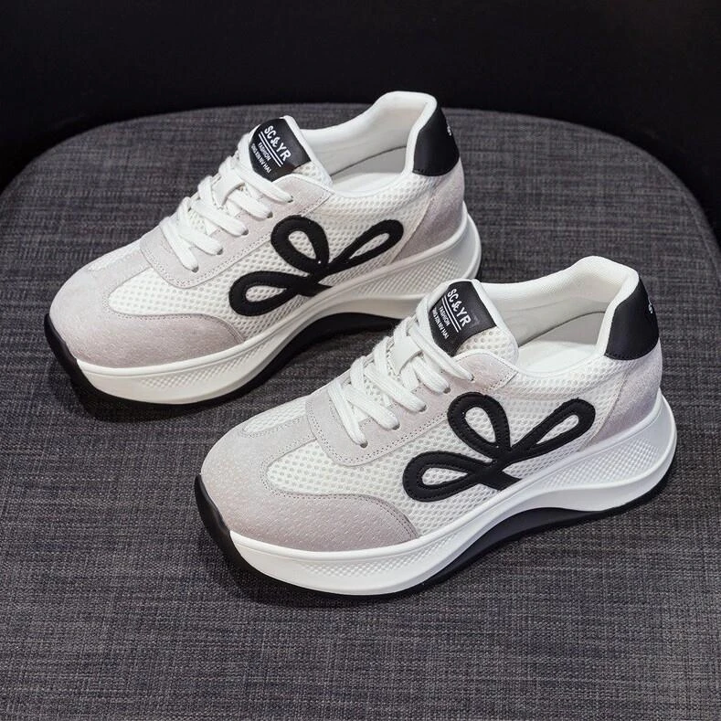 6CM爆款显脚小厚底老爹鞋女秋冬百搭增高新款超火休闲运动阿甘鞋.