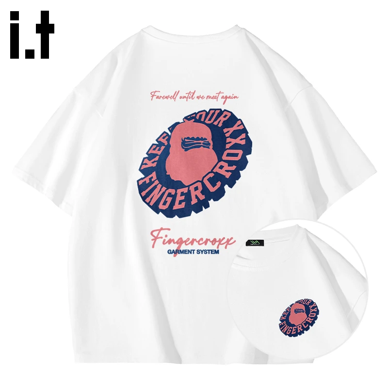 it FINGERCROXX美式百搭t恤男潮牌2025新款夏季爆款美式正肩短袖