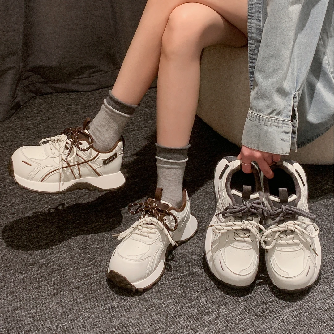 贾不假老爹鞋女款2025新款冬季百搭休闲小个子厚底增高加绒运动鞋