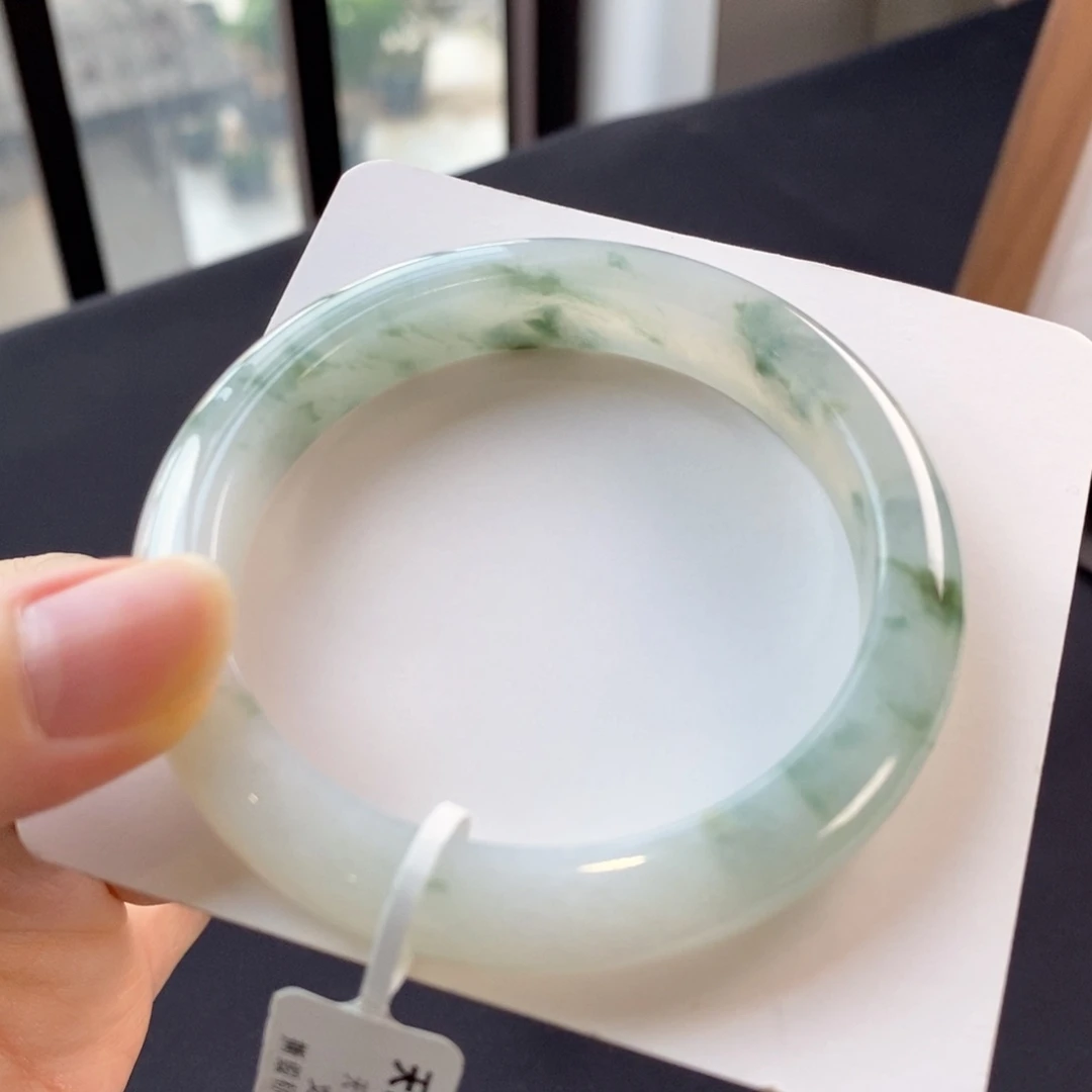 翡翠未镶嵌手镯冰飘花54,2