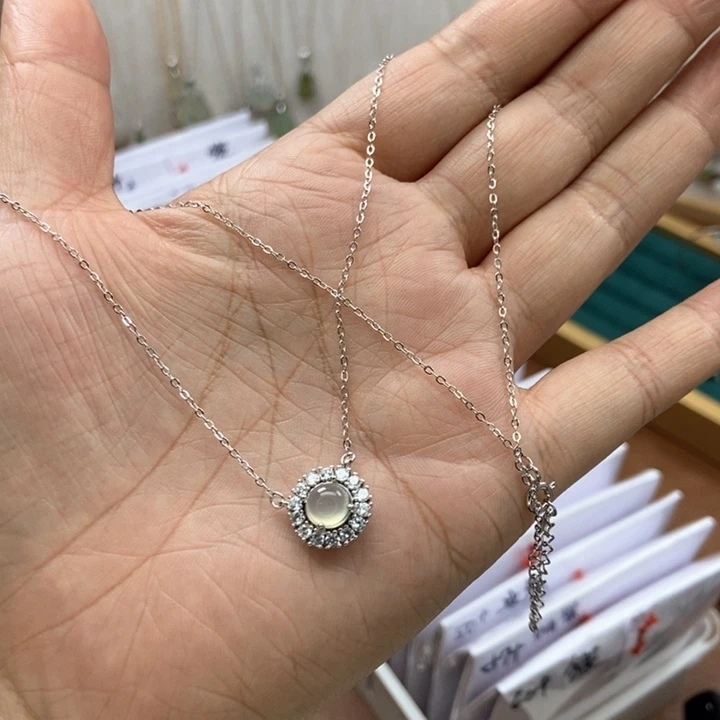 岫玉手镯手镯银S925镶嵌棠*