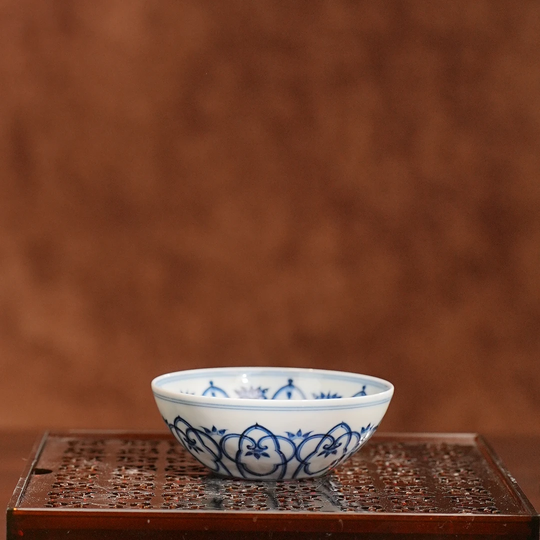 元煦丨元青花如意莲普洱杯 100ML 景德镇陶瓷纯手工手绘茶杯茶具