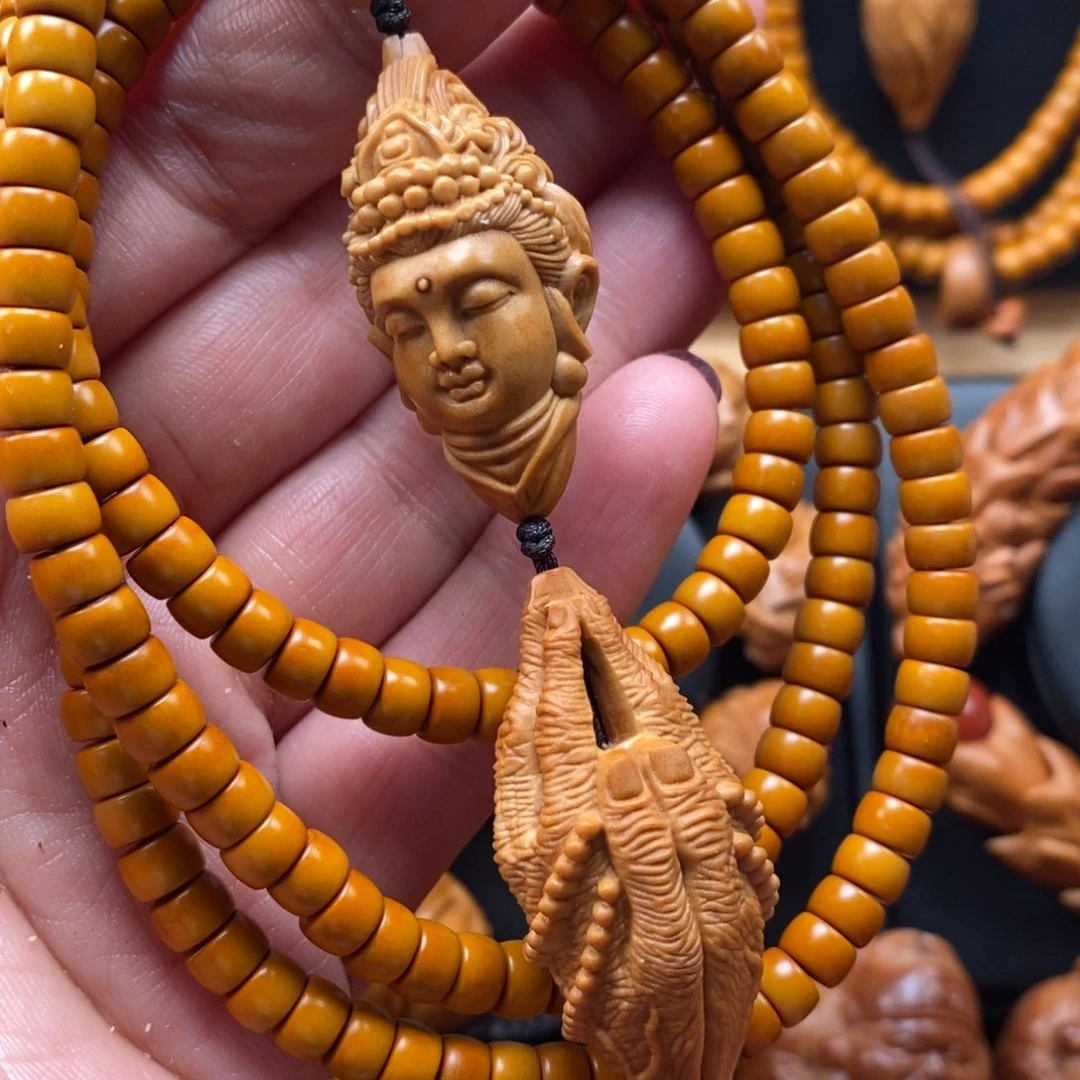 橄榄核手串观音脖挂