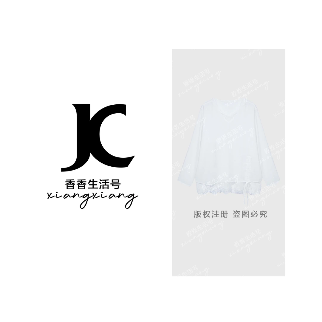 【香香严选】“浮云织梦”2025新款欧若风抽绳蕾丝拼接上衣0097