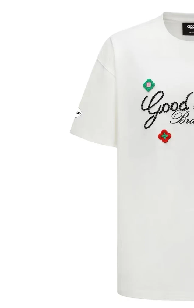 G56何包鼓鼓工作室 GOOD LOVES立体刺绣标语轻奢时尚T恤 男女同款
