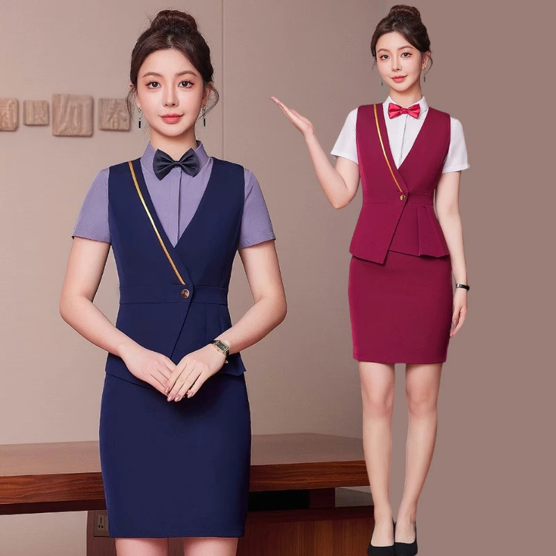 职业马甲套装女美容院酒店前台工装酒吧KTV餐饮收银服务员工作服