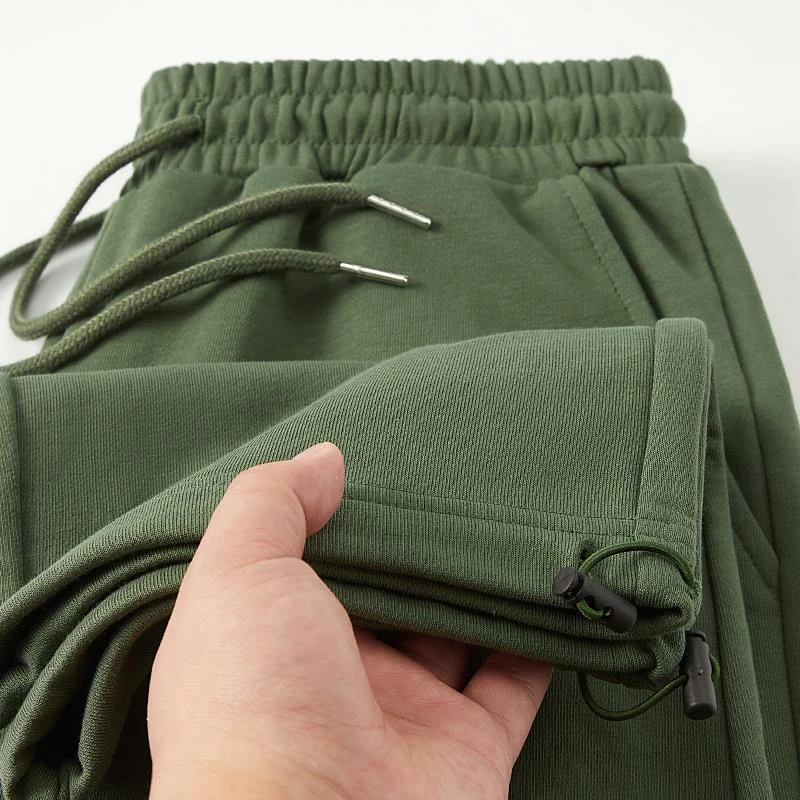 一条超好穿の休闲裤！牛油果绿直筒宽松抽绳毛圈直筒裤束脚裤男款